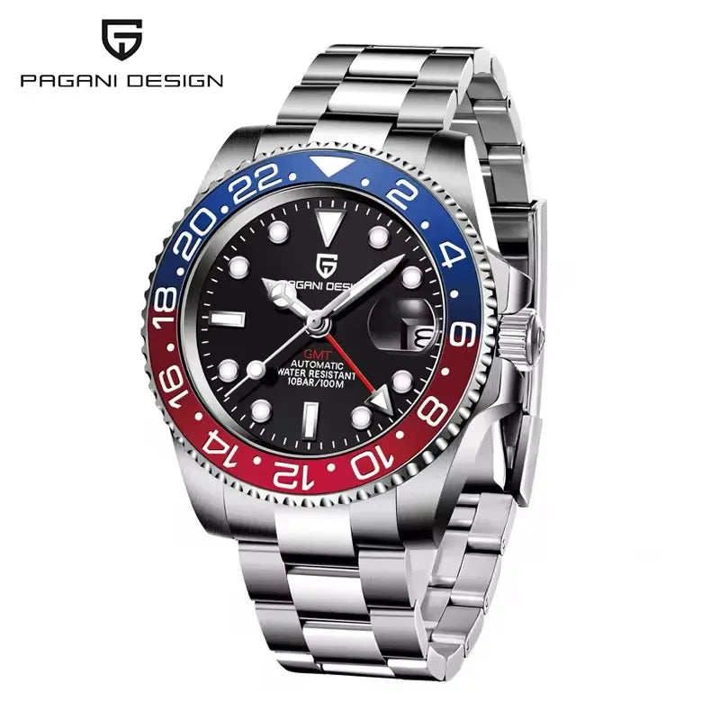 2026 PAGANI DESIGN 40MM Purple Dial GMT Men Mechanical Watch Jubilee Bracelet Sapphire Glass Waterproof Automatic Watch for Men