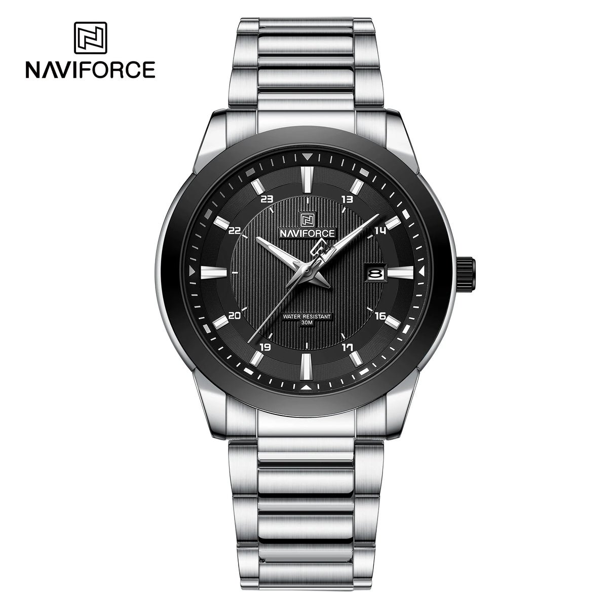 Reloj de pulsera de cuarzo NAVIFORCE de lujo para hombre, correa de acero inoxidable, reloj deportivo de moda, resistente al agua con calendario para hombre