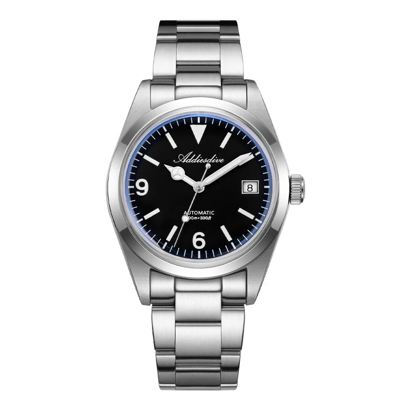 Reloj mecánico automático ADDIESDIVE AD2556 con cristal de zafiro sintético, superluminoso BGW9/C3, resistente al agua 100m, reloj para hombre de 36mm