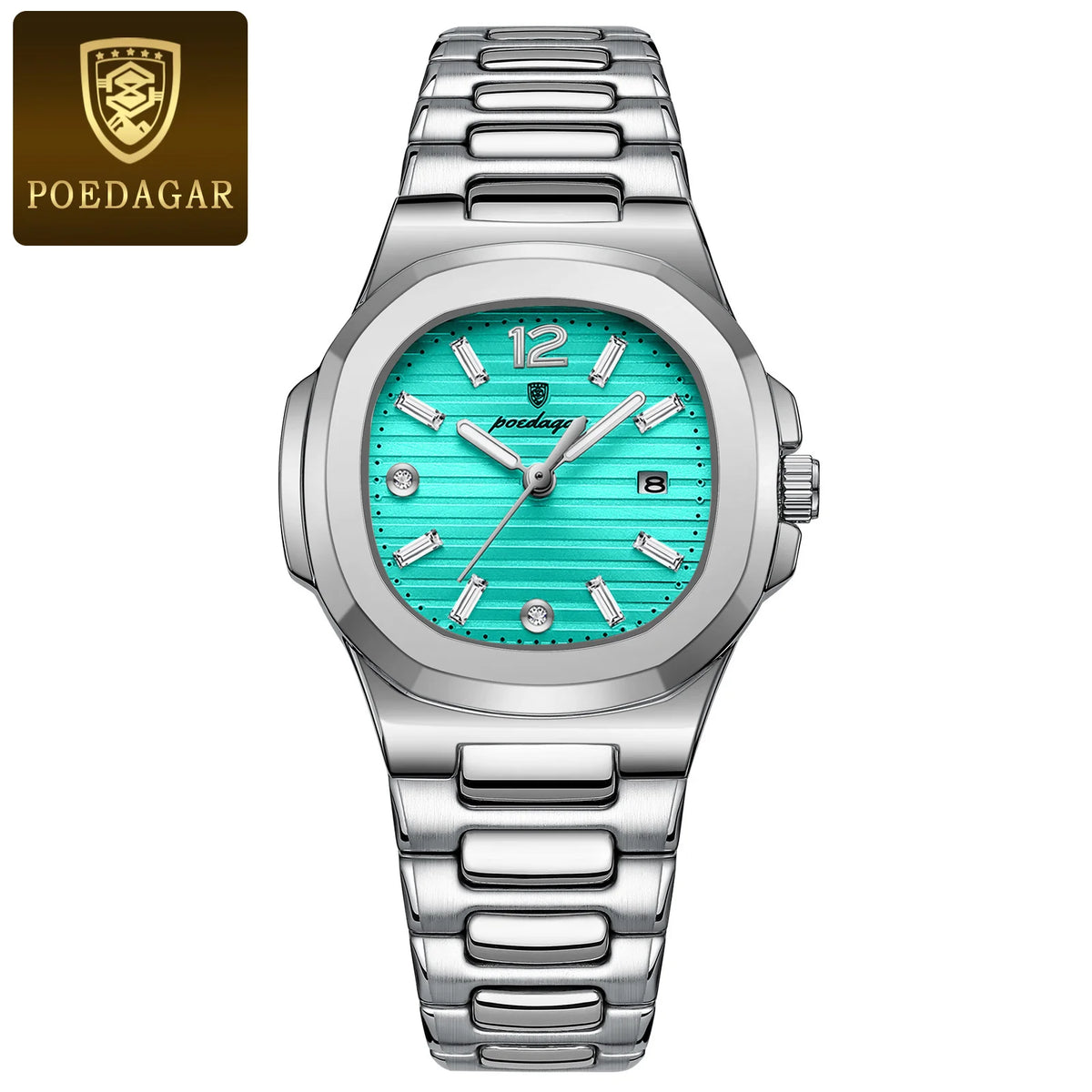 POEDAGAR Reloj de pulsera cuadrado de moda para mujer, luminoso, resistente al agua, con fecha, de lujo, de cuarzo de alta calidad para mujer, Reloj