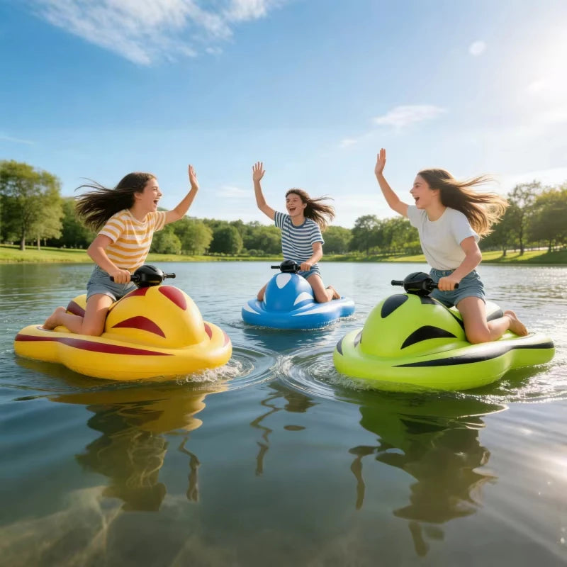 Moto acuática eléctrica inflable, con una velocidad de 6 a 8 km/h, resistente al agua (IPX7), ideal para niños y adultos, un juguete motorizado para la piscina.