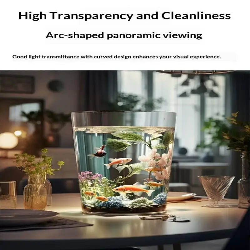 Mini acuario de escritorio de plástico irrompible, pecera pequeña ecológica con imitación de cristal para decoración de paisajes en el hogar