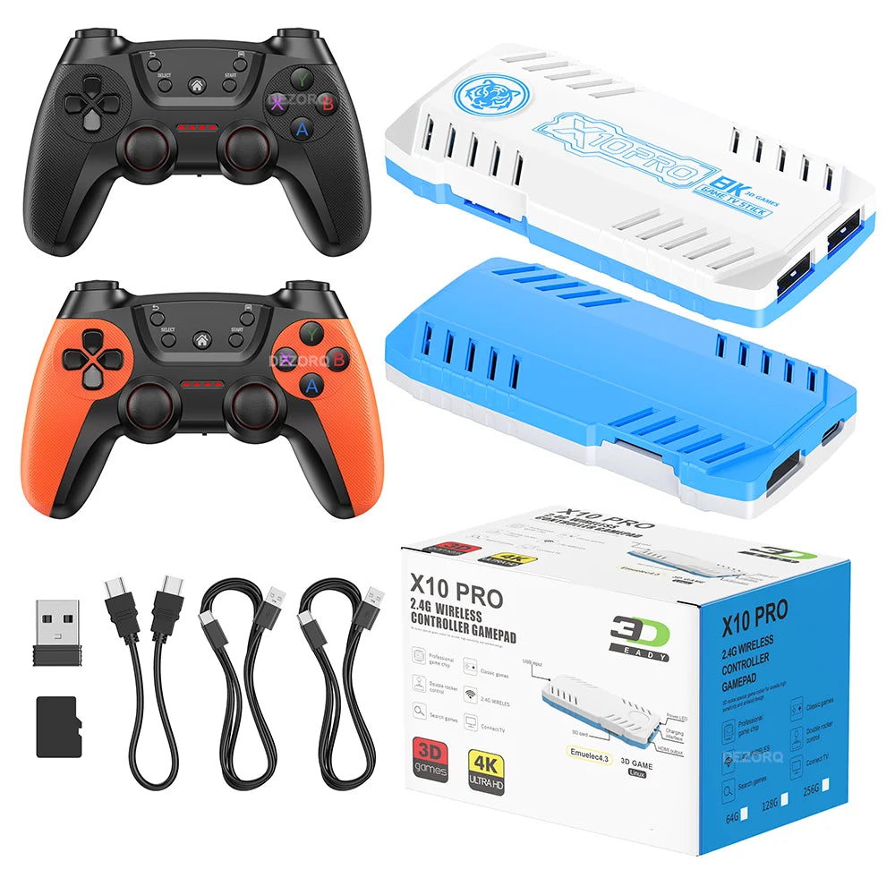 Consola retro X10 Pro Game Stick con dos mandos inalámbricos