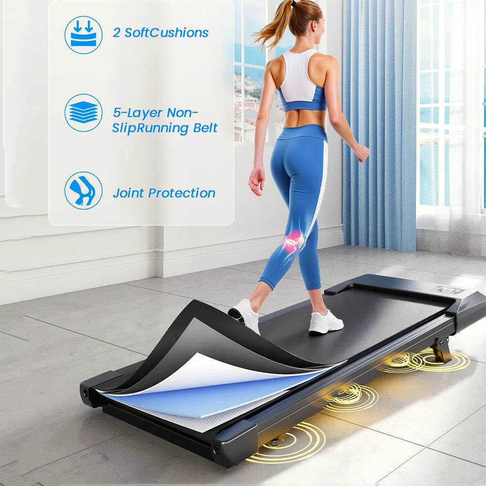Caminadora Plegable Bajo Escritorio con Inclinación del 6%, 2.5 HP, Silenciosa, Portátil, con Control Remoto, Pantalla LED, 300LBS, Caminadora para Ejercicio