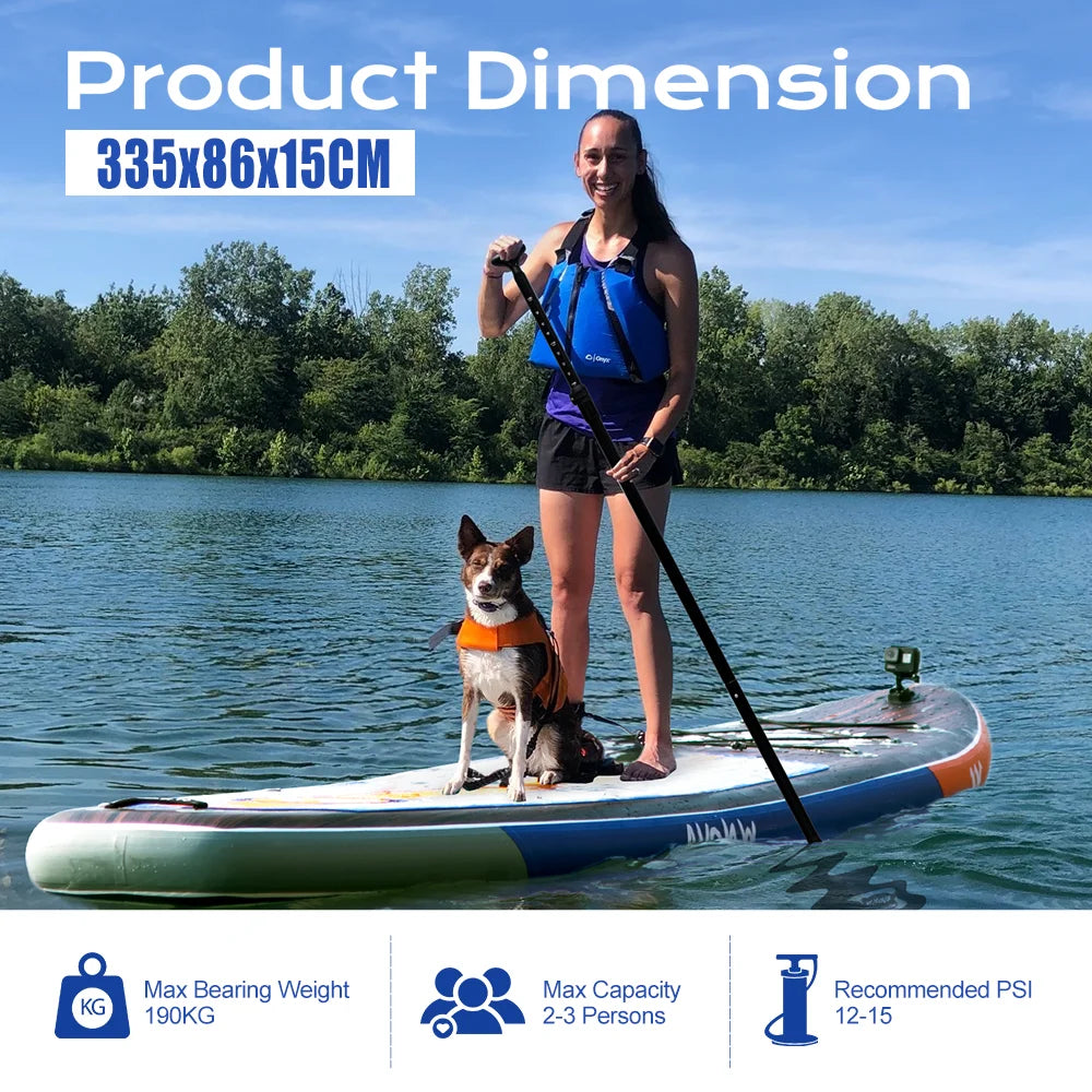 Tabla de Paddle Inflable Ultraligera Serie WNOVA 2026, Tamaño 335-350cm, Material PVC, para Deportes Acuáticos, Yoga, Pesca, Viajes, Surf, Antideslizante