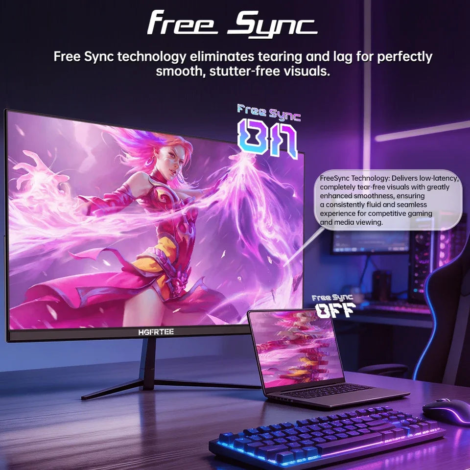 Monitor de pantalla plana UHD 4K de 32 pulgadas HGFRTEE, panel VA de 3840x2160, AMD FreeSync, pantalla de juegos sin marco con luz azul baja y VESA
