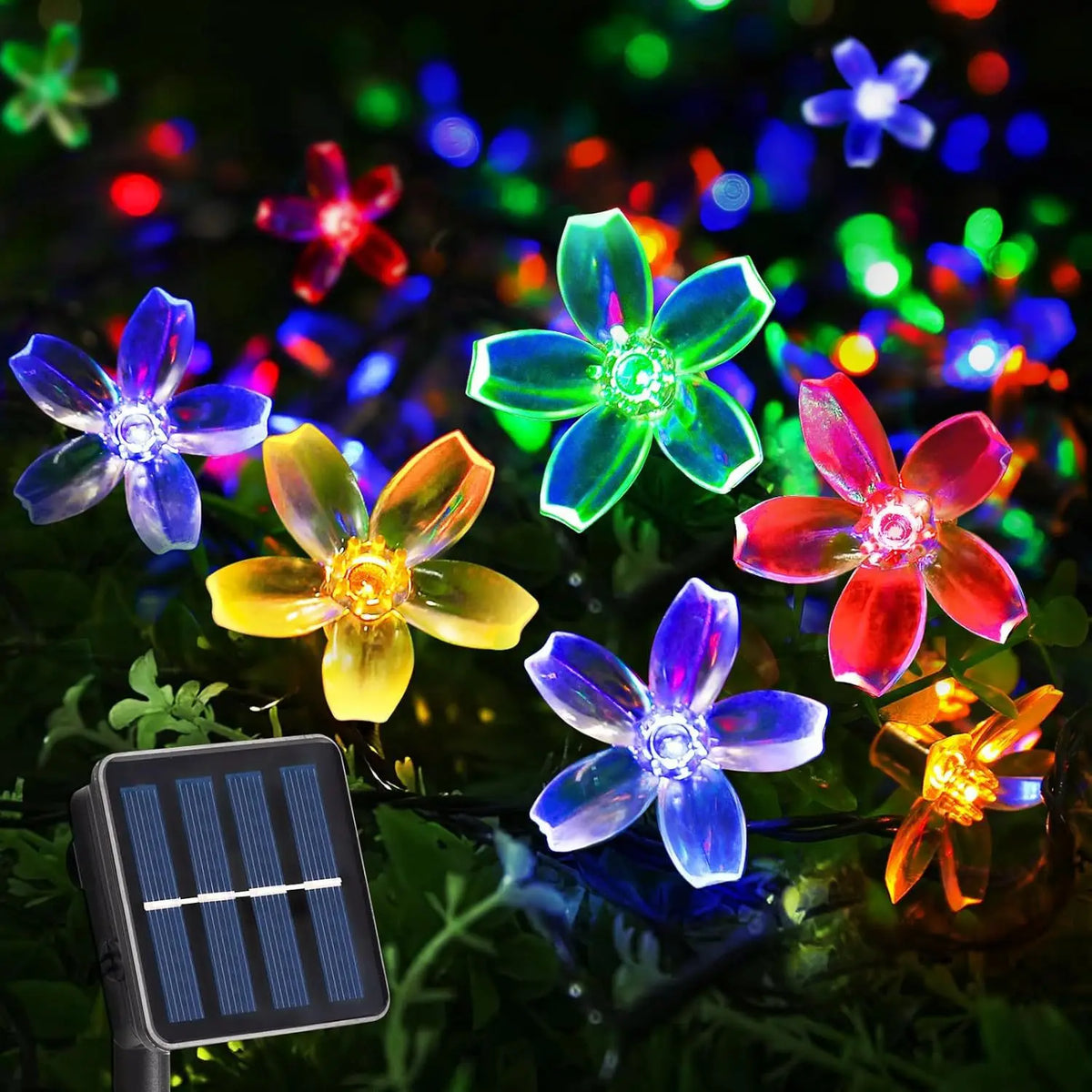 Guirnalda de luces LED solares para exteriores con flores de cerezo, 8 modos de iluminación, decoración solar para camping, jardín y Navidad