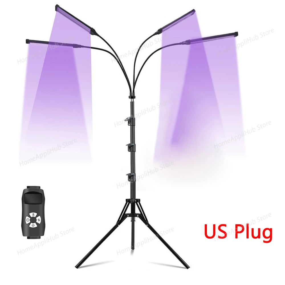 Lámpara de bronceado de 4 cabezales Máquina de bronceado UV de 60 W 360 °   Rotación 432 LED Luz púrpura Longitud de onda 460 nm y luz bronceadora de solario de 490 nm