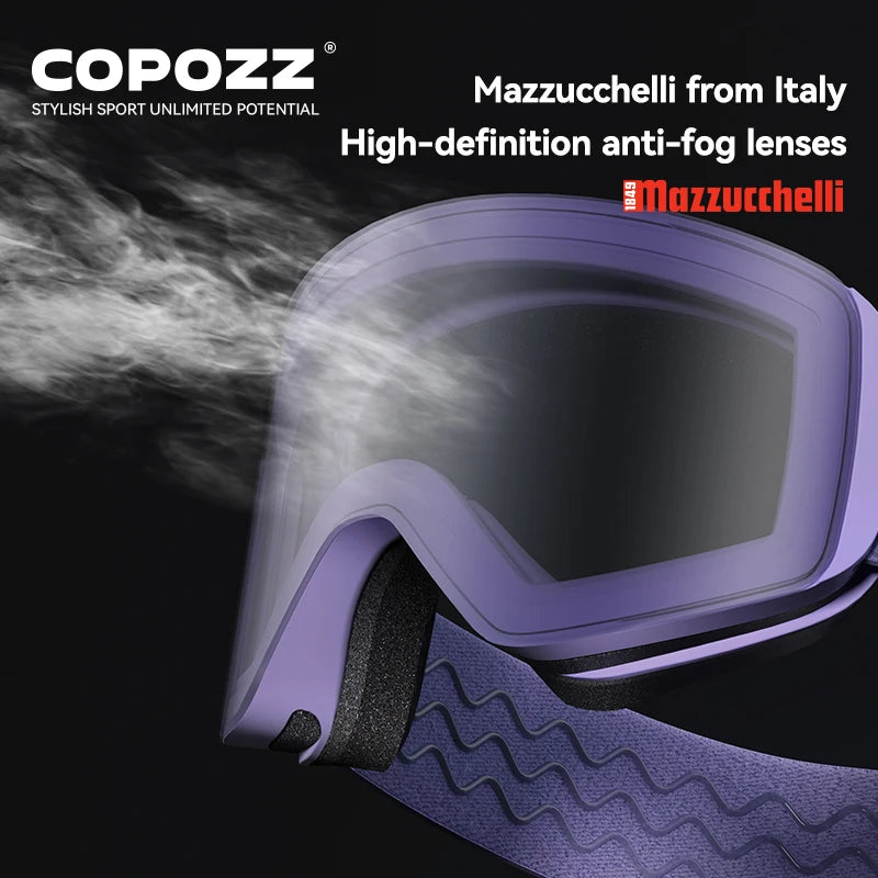 COPOZZ gafas de esquí magnéticas de invierno para adultos al aire libre protección UV400 alta definición antiniebla desmontable mujeres hombres gafas de Snowboard