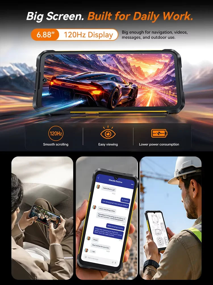 Cubot KingKong ES 5 Rugged Smartphone Android 16 Up to  12GB RAM(6+6GB) 128GB ROM / 24GB RAM(12+12GB) 256GB ROM 6.88-Inch 120Hz Screen 7000mAh Battery NFC Face Recognition Fingerprint Recognition IP69K 64MP+16MP SCT620