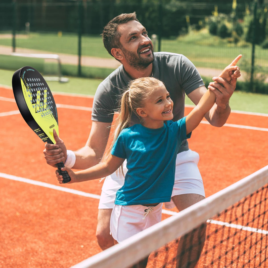 Raqueta de Pádel Hikeen de Fibra de Carbono y Vidrio con Núcleo de Espuma EVA, Raqueta de Pádel Bien Equilibrada para Principiantes y Jugadores Intermedios
