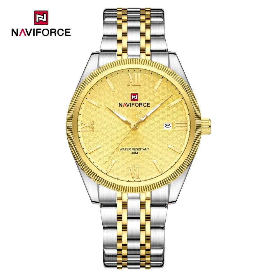 Reloj NAVIFORCE clásico para hombre, pantalla con puntero luminoso, resistente al agua 3ATM, movimiento de cuarzo, calendario, diseño sencillo, relojes para chico