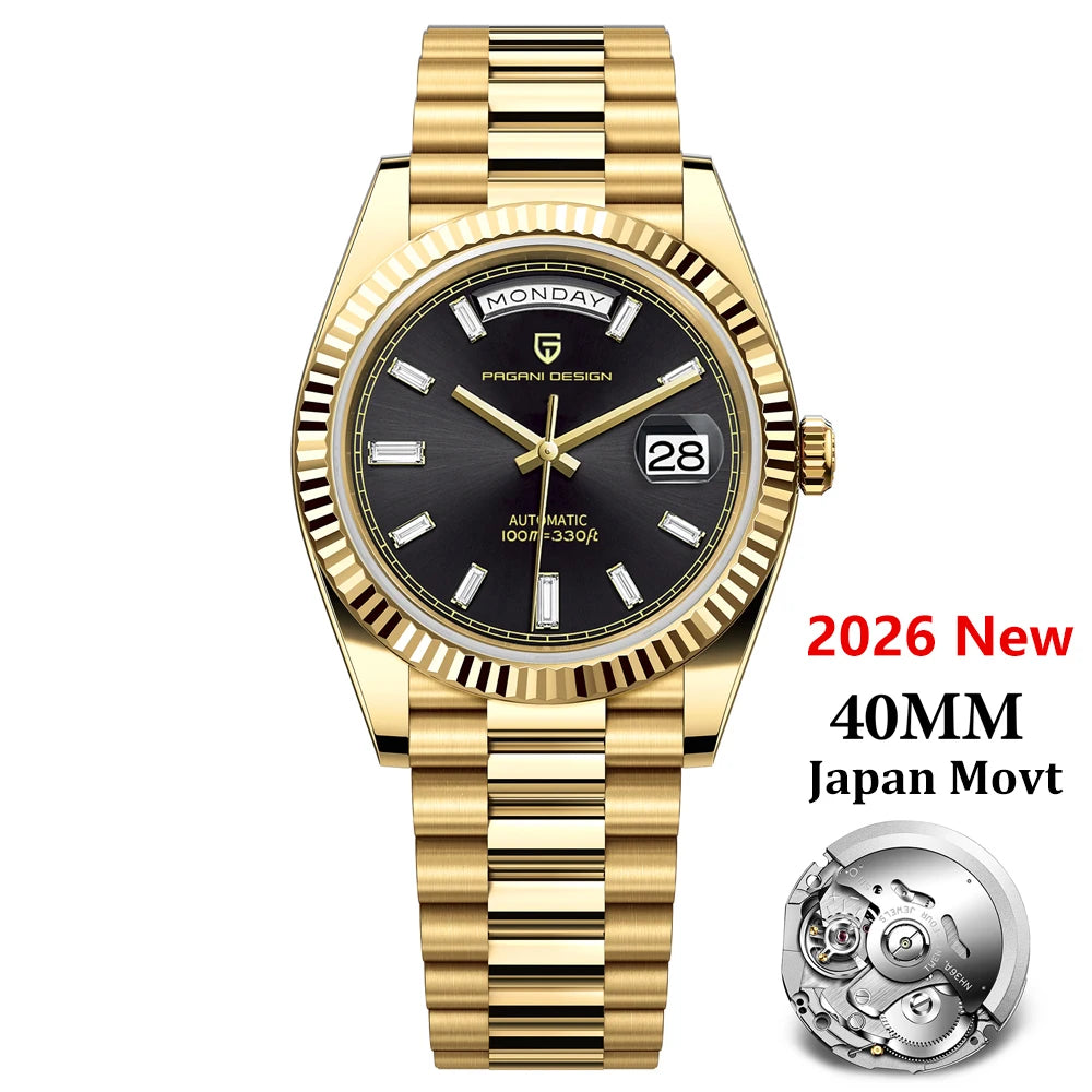 PAGANI DESIGN 2026 Nuevo reloj DD40 NH36A para hombre, reloj mecánico automático de lujo, cristal de zafiro AR, reloj de pulsera con fecha para hombre