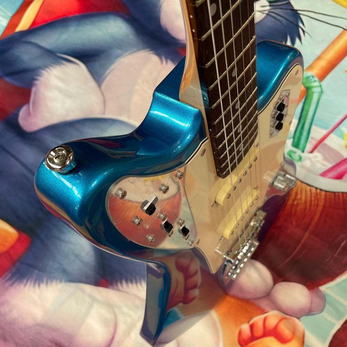 Guitarra Eléctrica de 6 Cuerdas Azul Metálico, Guitarra Ss con Diapasón de Palisandro, Guitarra Cheetah