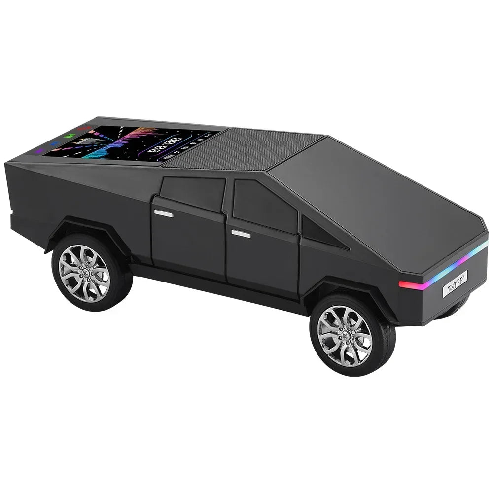 WS-580 Nuevo altavoz Bluetooth inalámbrico con forma de coche Cybertruck con TF, USB, FM, TWS, selfie, luz LED de colores y carga tipo C