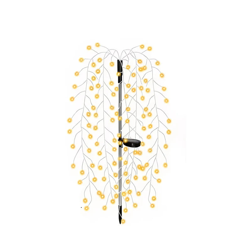 Lámpara solar tipo sauce de fuegos artificiales, 200 LED, decoración de jardín para exteriores, luces solares de fuegos artificiales para caminos, patios, camping y decoración ambiental