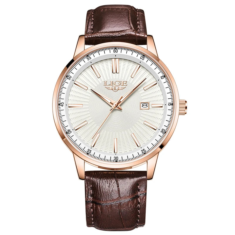 Reloj de lujo LIGE para hombre, marca líder, sencillo, 2026, resistente al agua, con calendario, reloj para caballero, de negocios, lujoso, elegante, deportivo, reloj + CAJA