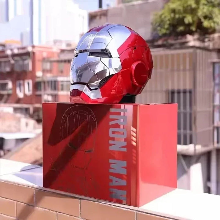 Casco de Iron Man Mk5 Automático 1:1 con Control por Voz, Avengers Mk5 Mk50 Mk17, Cosplay con Luz LED, Cierre Electrónico