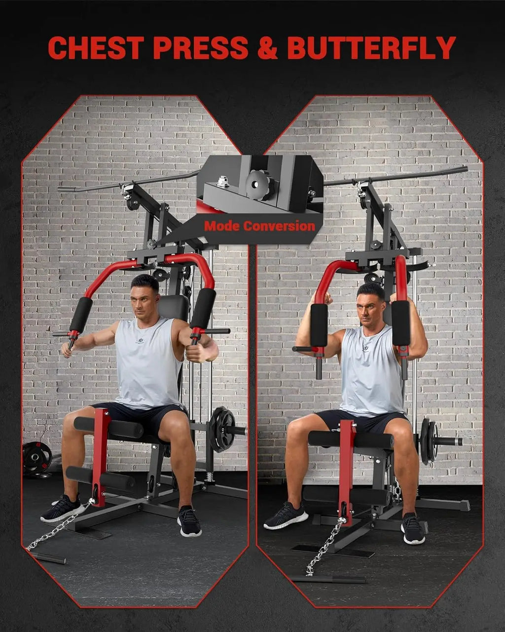 Sistema de Gimnasio Multifuncional para el Hogar – Equipo de Entrenamiento de Fuerza con Polea de Cable – Estación de Ejercicio de Cuerpo Completo para Press de Pecho, Lat Pulldown, Extensión de Piernas, Remo, Butterfly
