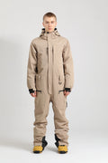 Gsou Snow Traje de esquí de una pieza para hombre, resistente al viento, impermeable, con aislamiento térmico, con forro polar, mono de esquí de ajuste relajado