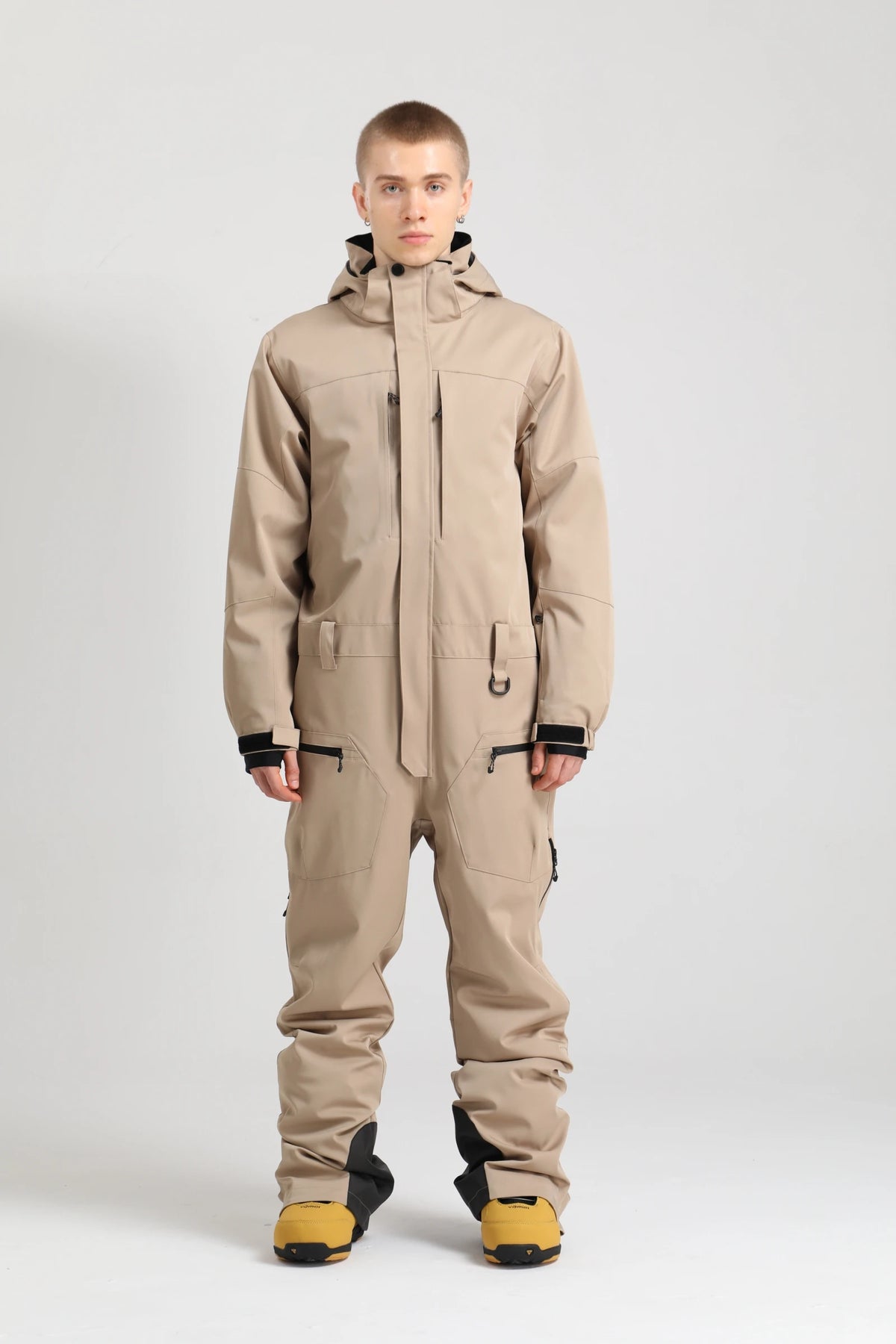 Gsou Snow Traje de esquí de una pieza para hombre, resistente al viento, impermeable, con aislamiento térmico, con forro polar, mono de esquí de ajuste relajado