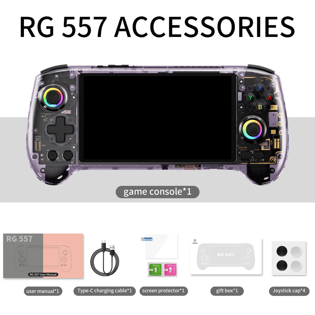 ANBERNIC RG557 Consola Retro Portátil Android Insignia 5.48" AMOLED Dimensity 8300 Joystick con Refrigeración Joystick Capacitivo Regalo