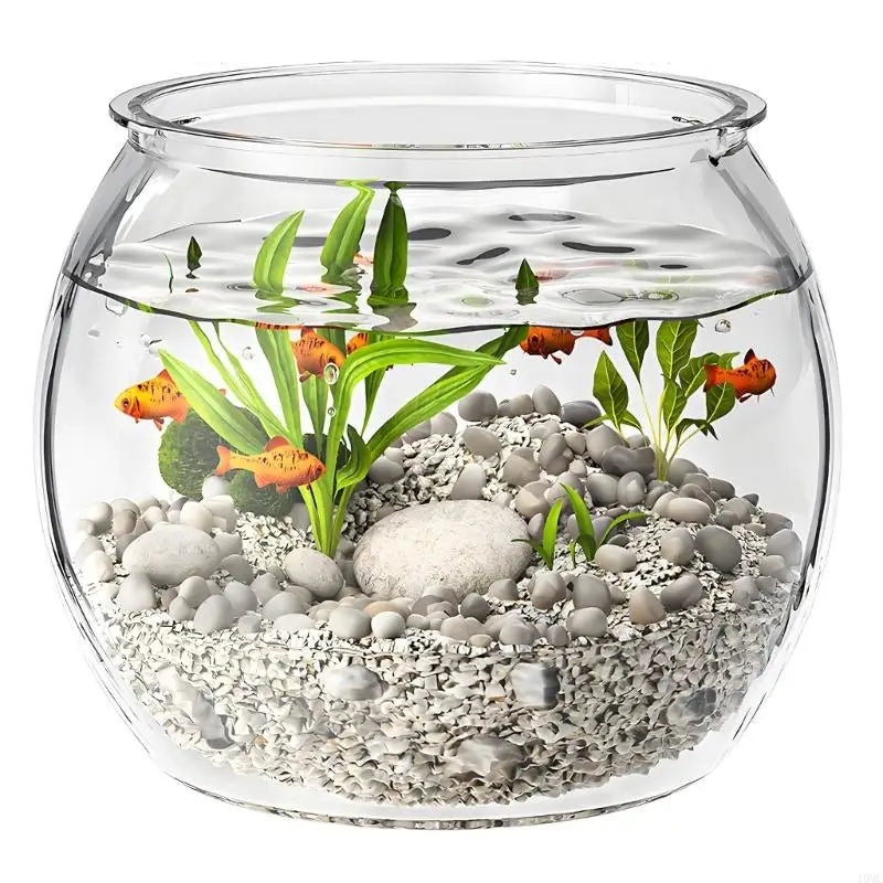 Acuario redondo para peces y tortugas, centro de mesa fácil de limpiar, pecera de escritorio J0MC