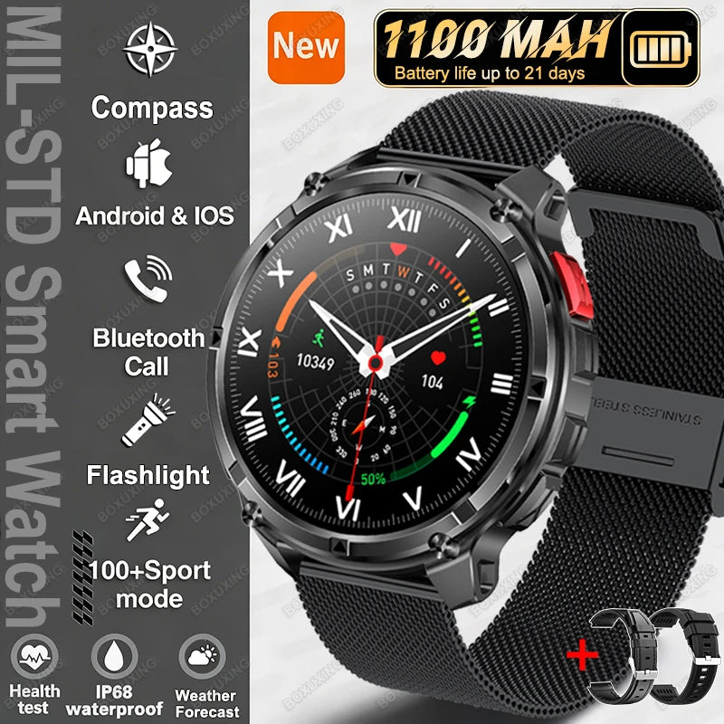 2026 Nuevo T-Rex 3 Ultra Reloj Inteligente 1100mAh, 5ATM Resistente al Agua, Deportes al Aire Libre, GPS, Monitor de Frecuencia Cardíaca, Brújula, Llamadas Bluetooth, Smartwatch