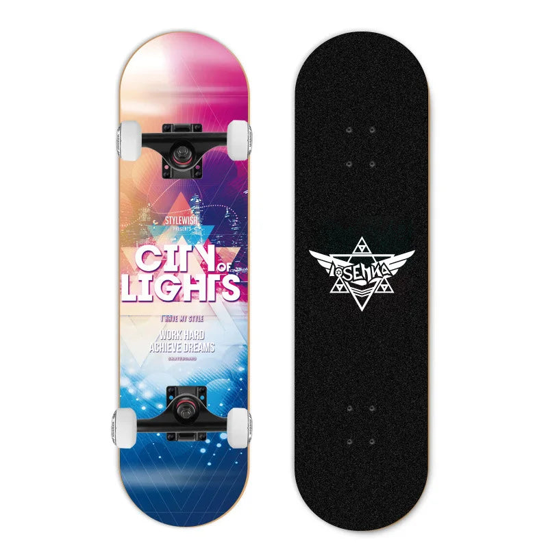 Patineta de Doble Kick para Principiantes, 7 Capas de Madera de Arce, Cuatro Ruedas, Cruiser Urbano, Tabla Completa para Adultos, Hombres, Mujeres y Adolescentes