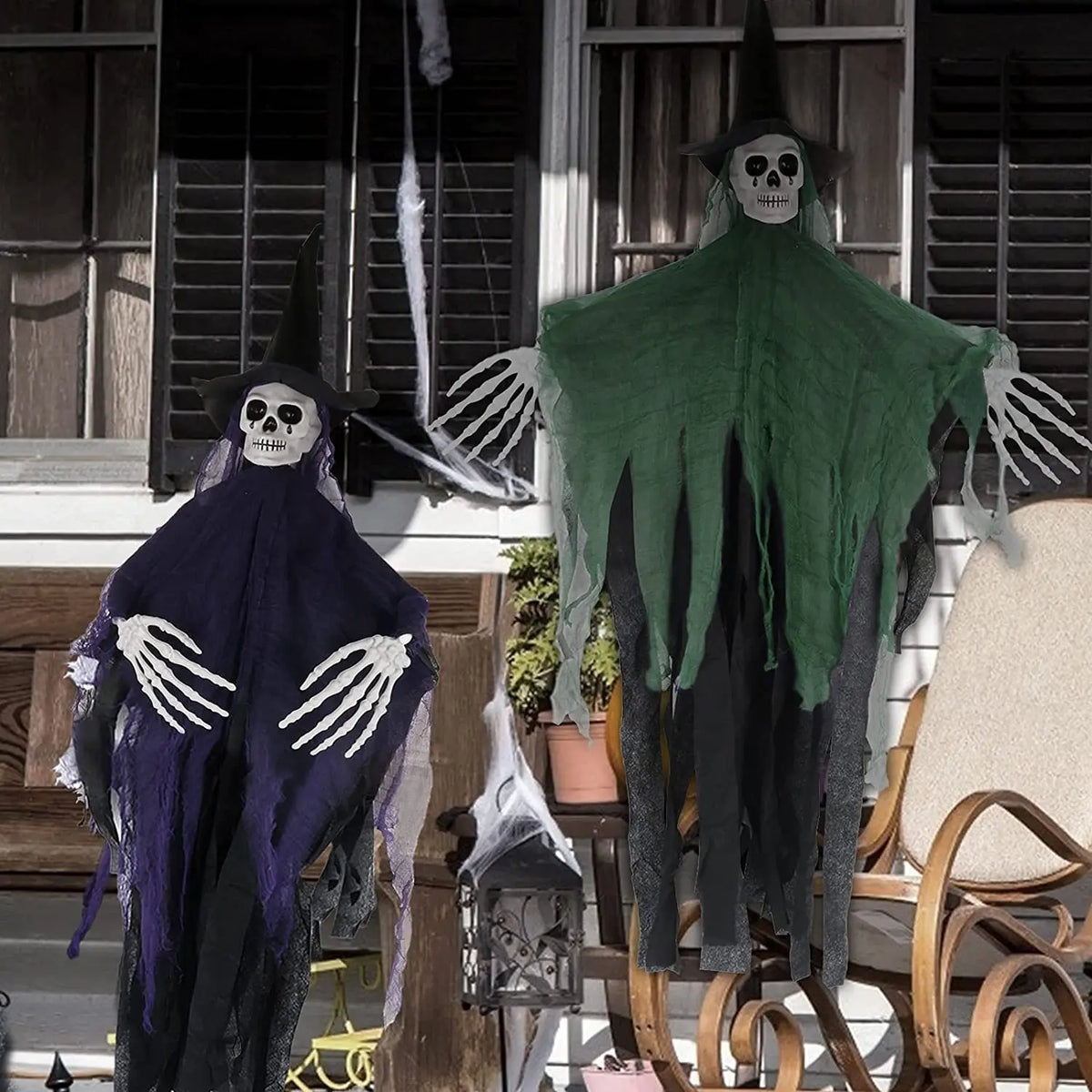 Decoración Colgante de Esqueletos Fantasma para Halloween, Esqueleto Volador de Halloween, Accesorio para Casa Encantada, Decoraciones para Fiestas