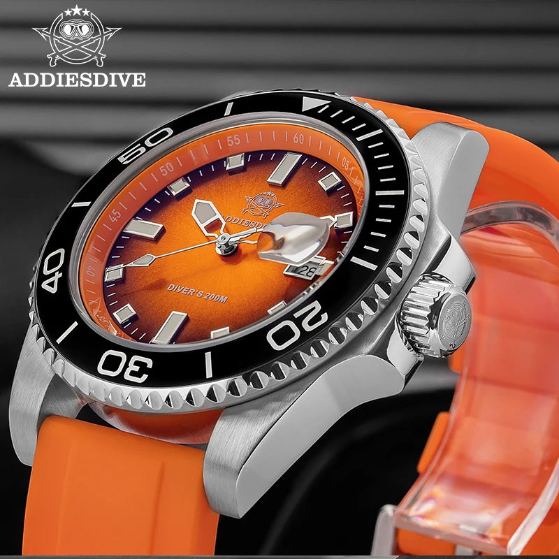ADDIESDIVE New AD2089 Diver Watch for Men 41mm Ceramic Bezel BGW9 Luminous 200m Waterproof Fashion Stainless Steel Quartz Watch