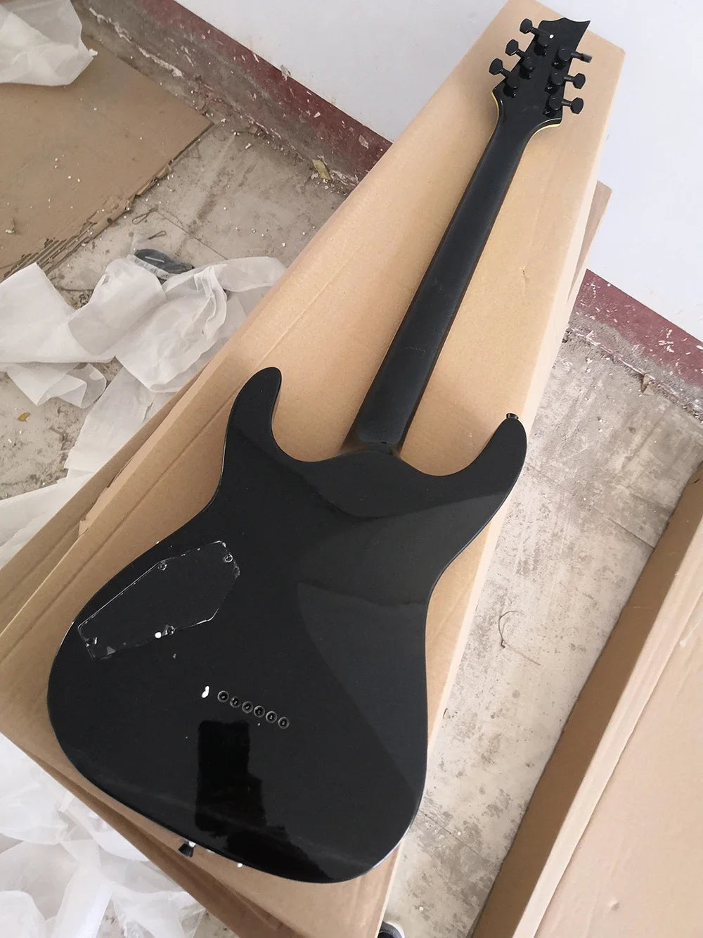 Guitarra Eléctrica Negra Brillante de Alta Calidad, Instrumentos de Cuerda, 6 Cuerdas