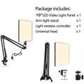 Panel de Luz LED de 10 Pulgadas para Video, 3000K-6000K, CRI 95+, Iluminación para Fotografía con Trípode para Transmisión en Vivo, Lámpara de Estudio Fotográfico