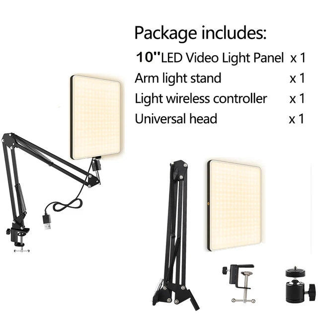 Panel de Luz LED de 10 Pulgadas para Video, 3000K-6000K, CRI 95+, Iluminación para Fotografía con Trípode para Transmisión en Vivo, Lámpara de Estudio Fotográfico