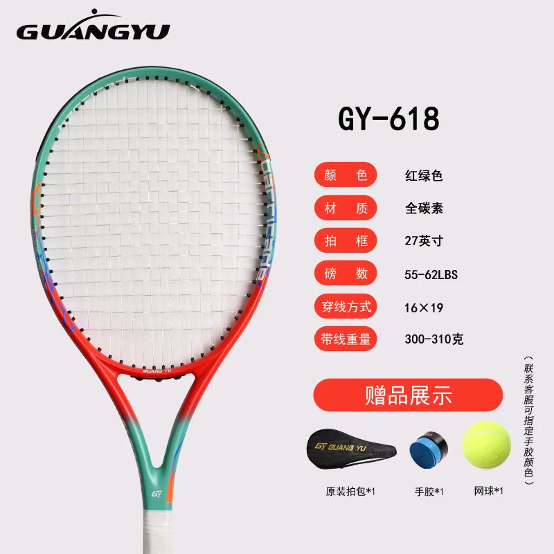 Raqueta de Tenis de Carbono Completo para Adultos, Estudiantes Universitarios, Hombres y Mujeres, Profesional, para Competencia