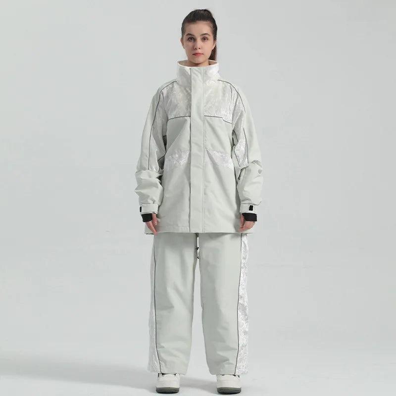 Nuevo traje de esquí para hombre y mujer, Color sólido, invierno, exterior, resistente al viento, impermeable, cremallera, traje de esquí deportivo cálido