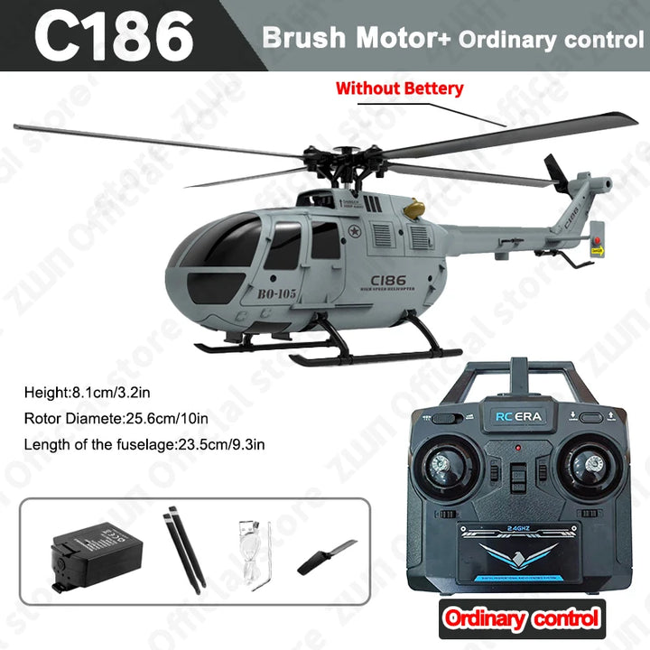 Helicóptero C186S 2,4G RC 4CH 6-Aixs giroscopio retención de altitud flujo óptico sin escobillas Helicóptero de Control remoto juguetes para chico adulto
