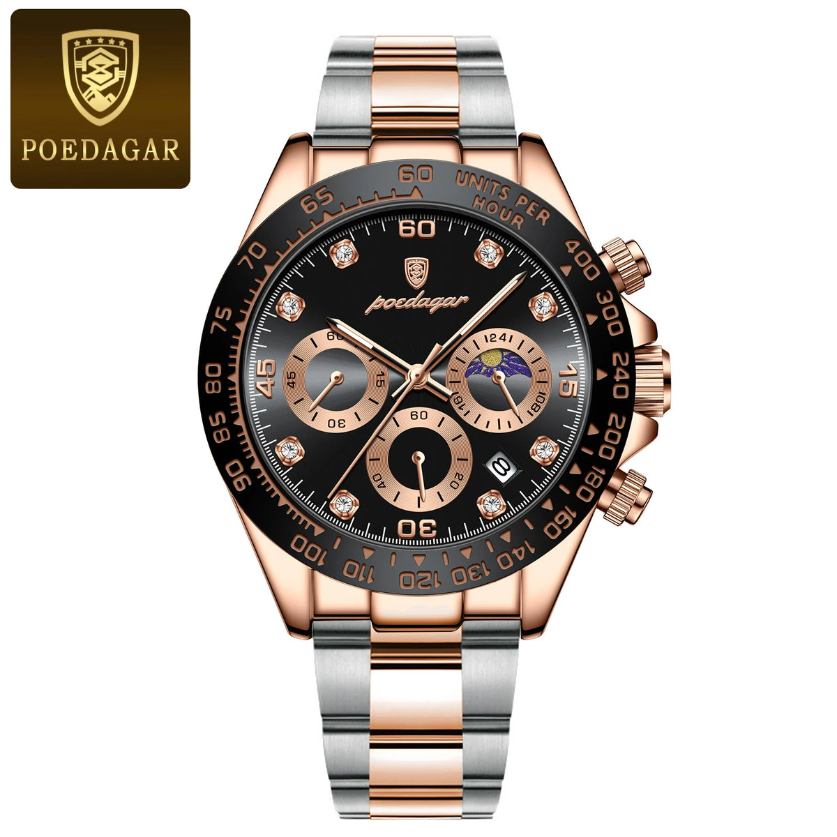 Reloj de lujo para hombre POEDAGAR, cronógrafo, resistente al agua, luminoso, con fecha, reloj de pulsera para hombre, deportivo para exteriores, reloj de cuarzo de acero inoxidable para hombre