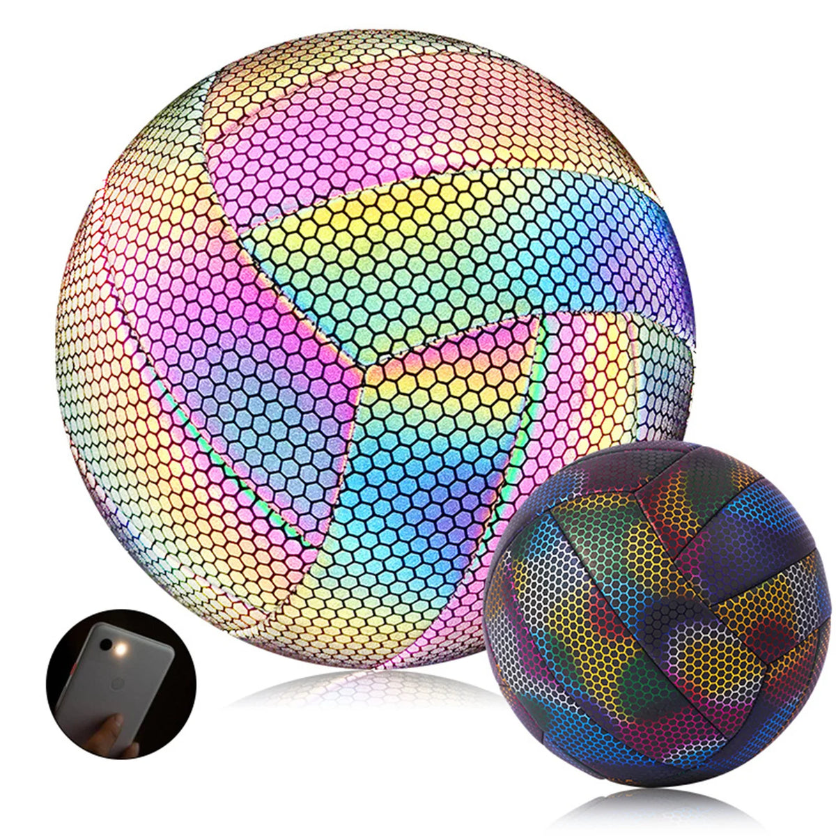 Balón de Voleibol Holográfico Reflectante Fluorescente, Tamaño y Peso Oficiales N.° 5, Cosido a Máquina, Tacto Suave, para Playa