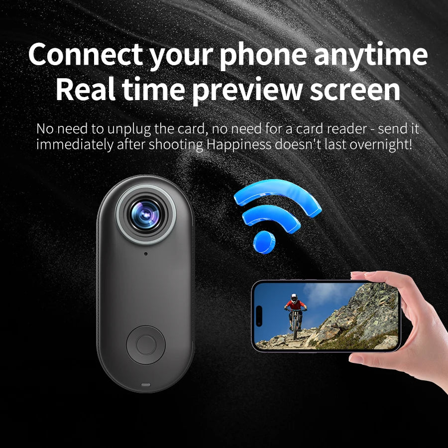 Mini Cámara WiFi HD 4K, Cámara de Acción Resistente al Agua, Cámara Corporal Magnética, Cámara de Bolsillo para Motocicleta, Cámara Deportiva para Exteriores, Vlog, Tarjeta de 64 GB