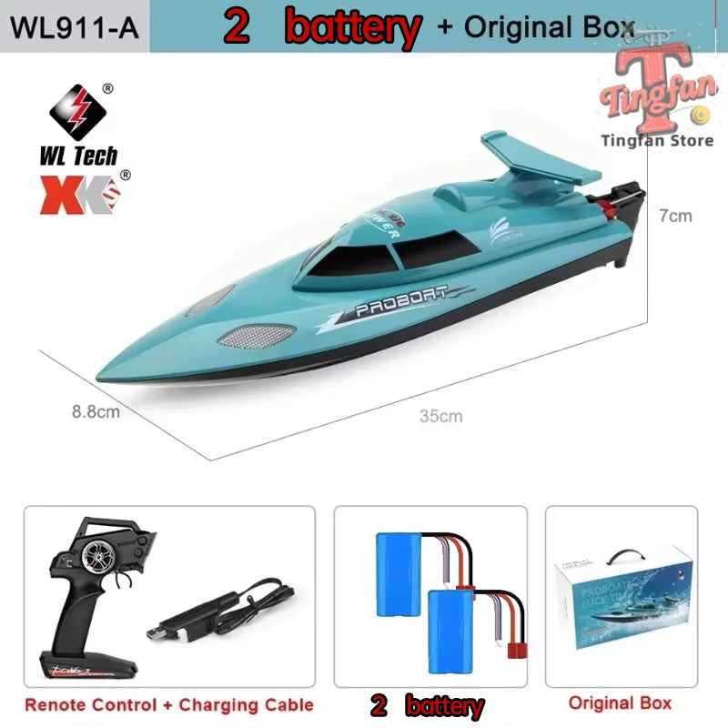 Lancha teledirigida WLtoys WL916 WL912-A de 2.4 GHz, 55 km/h, lancha de carreras de alta velocidad sin escobillas, juguete de lancha rápida con control remoto de 2200 mAh para niños
