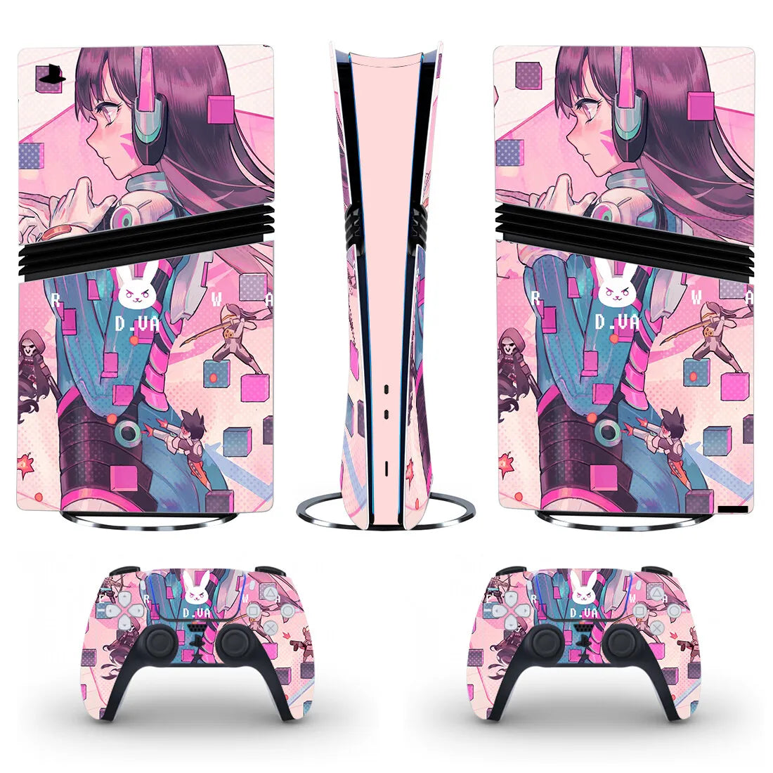 Adhesivo de vinilo para consola y 2 mandos PS5 Pro Digital, diseño de chica anime kawaii