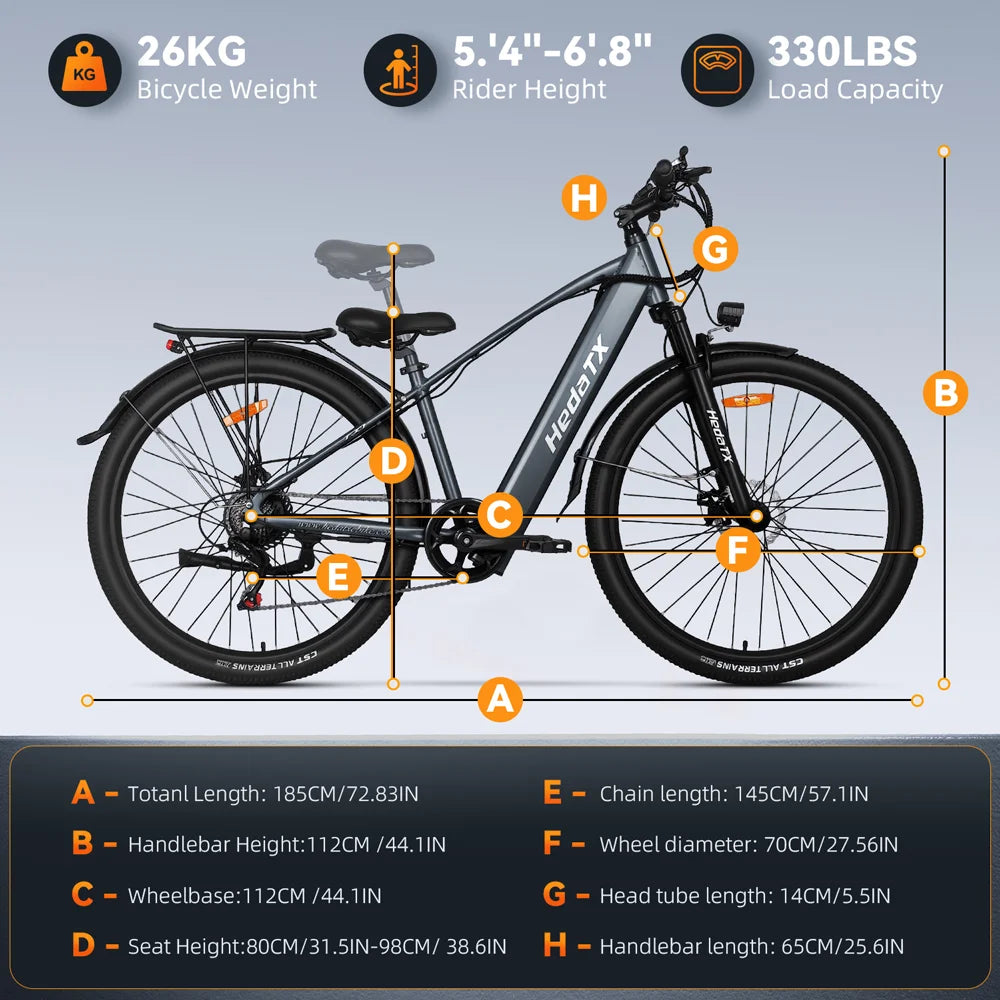 NUEVA Bicicleta eléctrica HedaTX TX1 de 1000 W, 48 V, 16 Ah, con frenos de disco mecánicos, cuadro de aleación de aluminio de 29 x 2,1", bicicleta eléctrica para desplazamientos urbanos