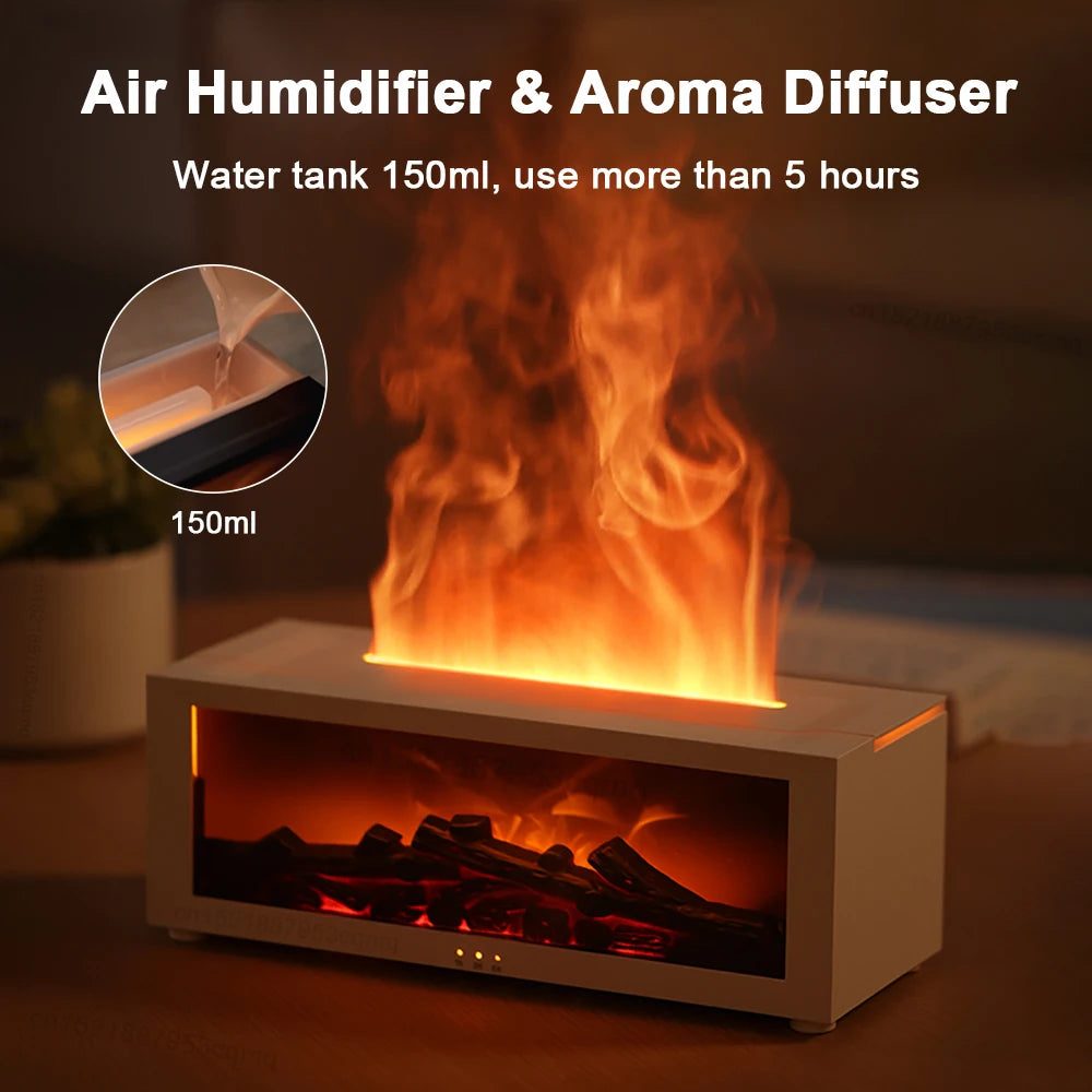 Humidificador de Aroma de aire, humidificador de aceites esenciales, difusor de fragancia de llama, difusor de aromaterapia para el hogar con luz LED y Control remoto