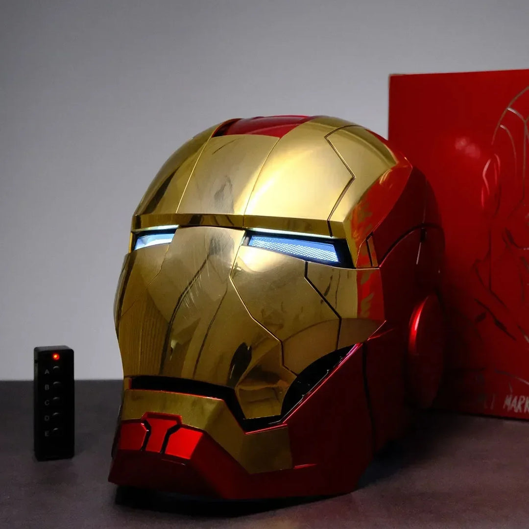 Casco de Iron Man Mk17 Mk5 de los Vengadores, Automático, 1 a 1, Apertura y Cierre Eléctrico, Control Remoto por Voz en Inglés, Juguete de Cosplay, Regalo de Cumpleaños