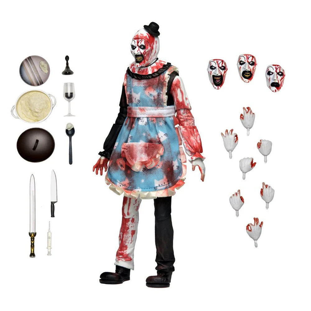 NECA Toys Terrifier 2 - Ultimate Thanksgiving Art the Clown, Figura de Acción a Escala de 7 Pulgadas, Modelo de Muñeco, Kit de Garaje