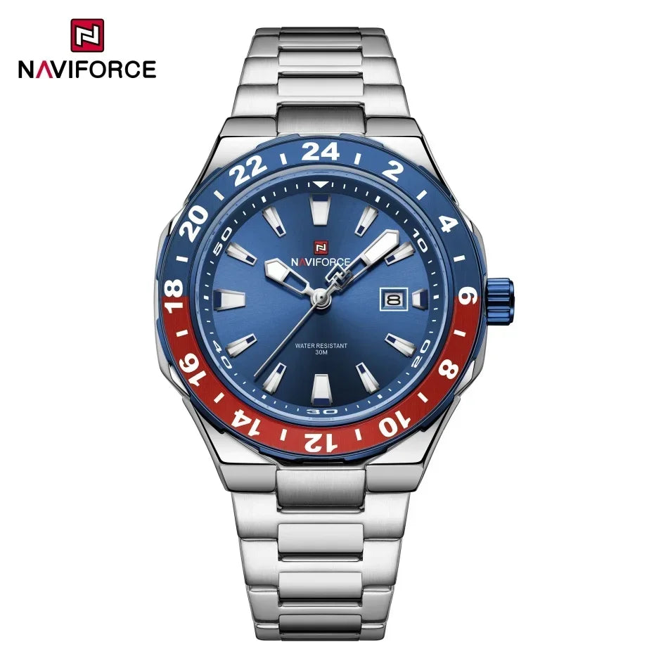Relojes de lujo para hombre NAVIFORCE, reloj deportivo de cuarzo resistente al agua, reloj de pulsera militar con correa de acero inoxidable, Relogio Masculino
