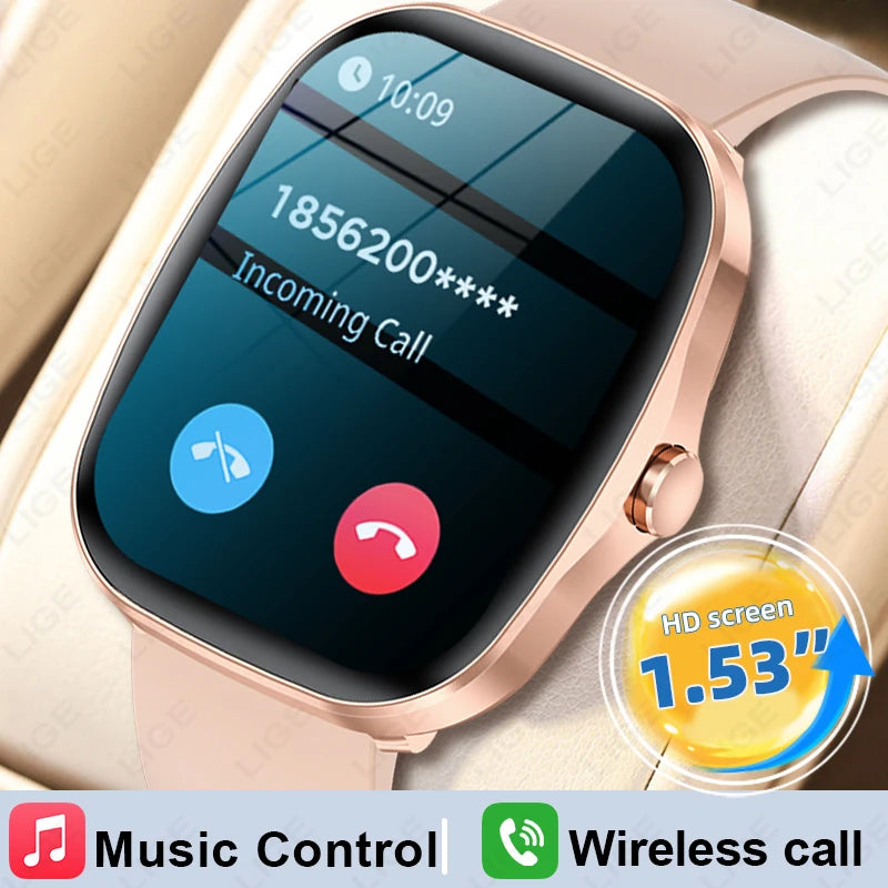 New Smart Watch Women 1.53"HD Smartwatch for Android iOS BT Call Heart Rate Sleep SpO2 Monitor IP68 Waterproof Smart Watches Men