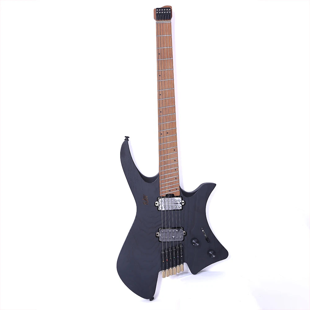 Guitarra eléctrica sin cabeza con cuerpo de fresno asado, puente fijo, ultraligero, pequeño, a escala, diseño apto para viajes para actuaciones
