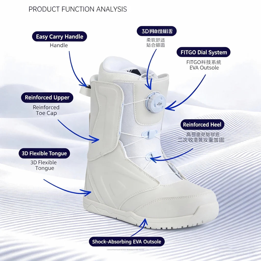 Botas de Snowboard de Invierno, Impermeables, Cálidas, FITGO Dial 36-45, para Principiantes e Intermedios, Todoterreno, Gruesas, Antideslizantes, para Nieve